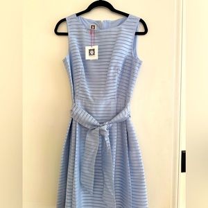 NWT Anne Klein Light Blue Striped Midi Dress
